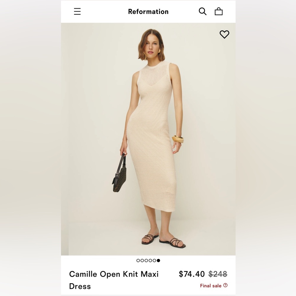 NWT Reformation Camille Open Knit Maxi Dress - Size M